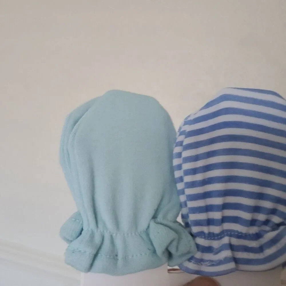 Boy’s Newborn Child Mittens, 3 pack Doggie Stripes and Solid Cream Blue Green